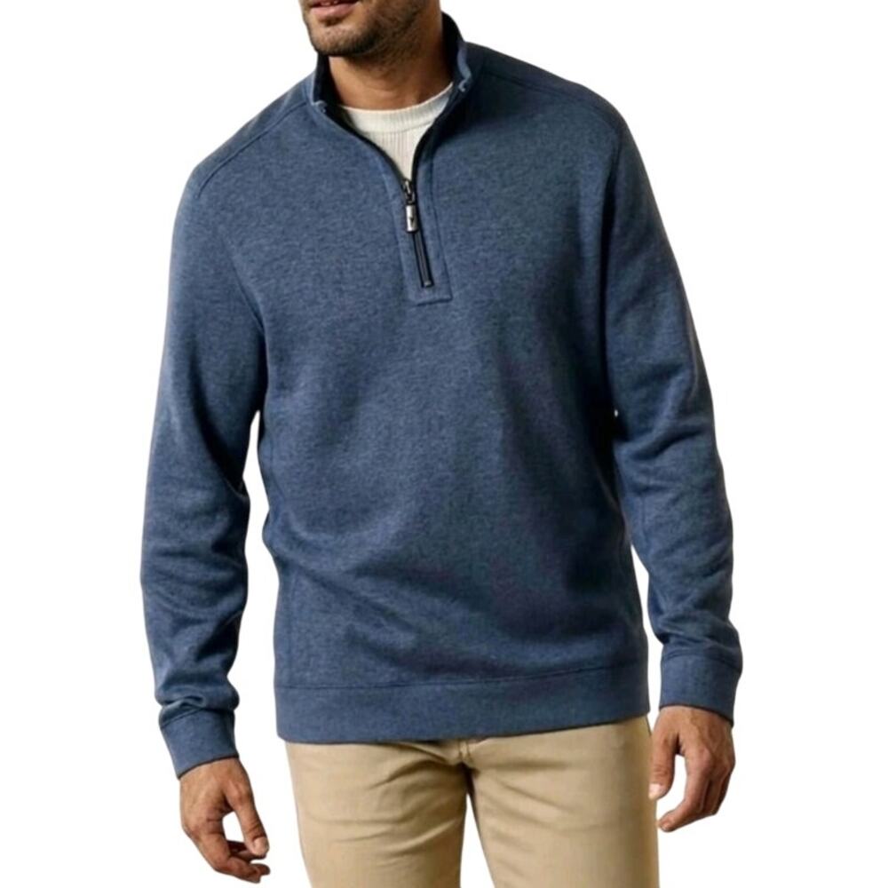 Tommy Bahama Mens XL Flip Coast Reversible Sweater 1/4 Zip Blue Purple Pullover